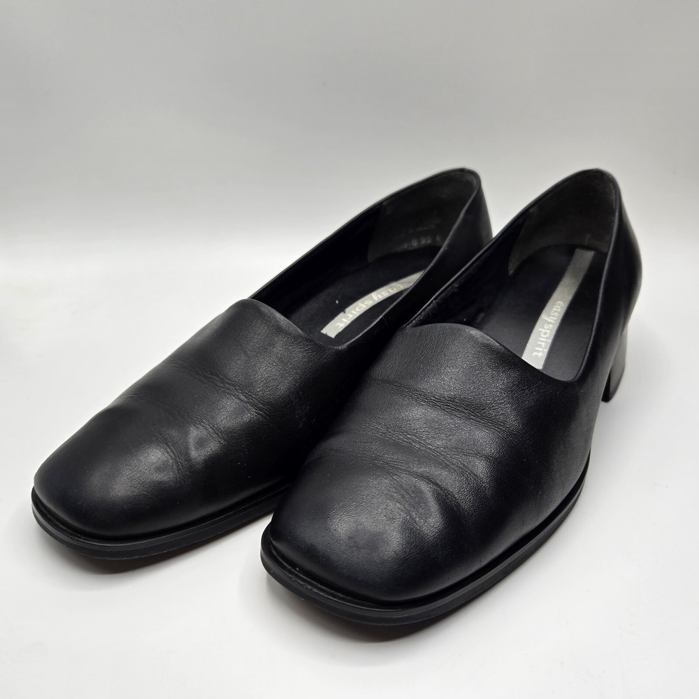 Easy Spirit Women's Black Leather Slip-on Shoes with 1.5" Heels Anti-Gravity